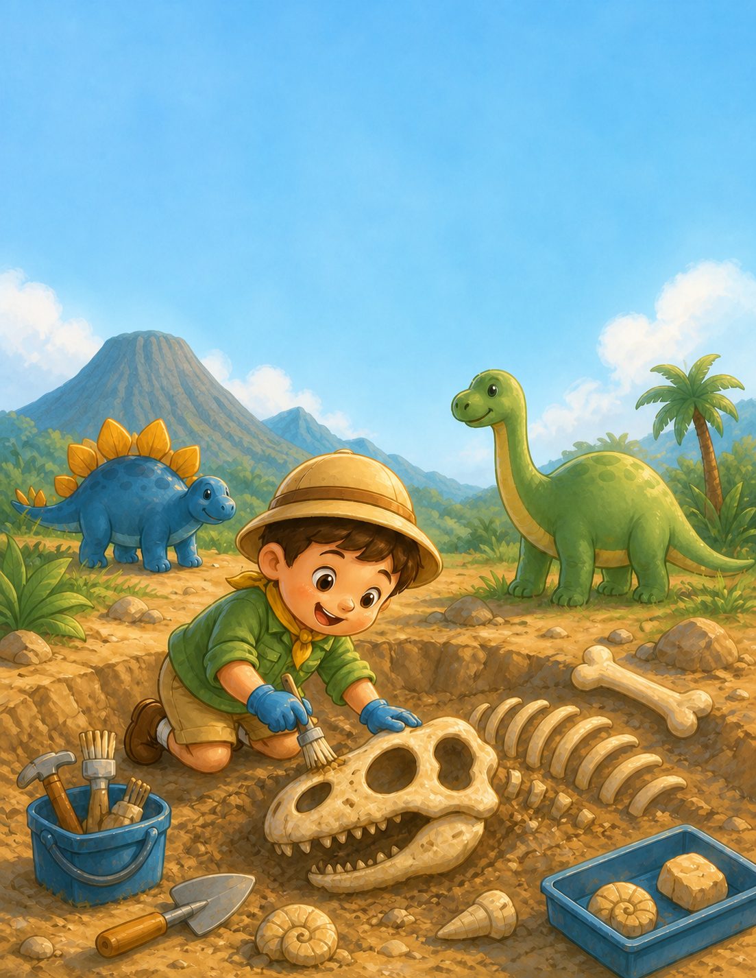 Illustrated Dino Dig cover scene from the activity book