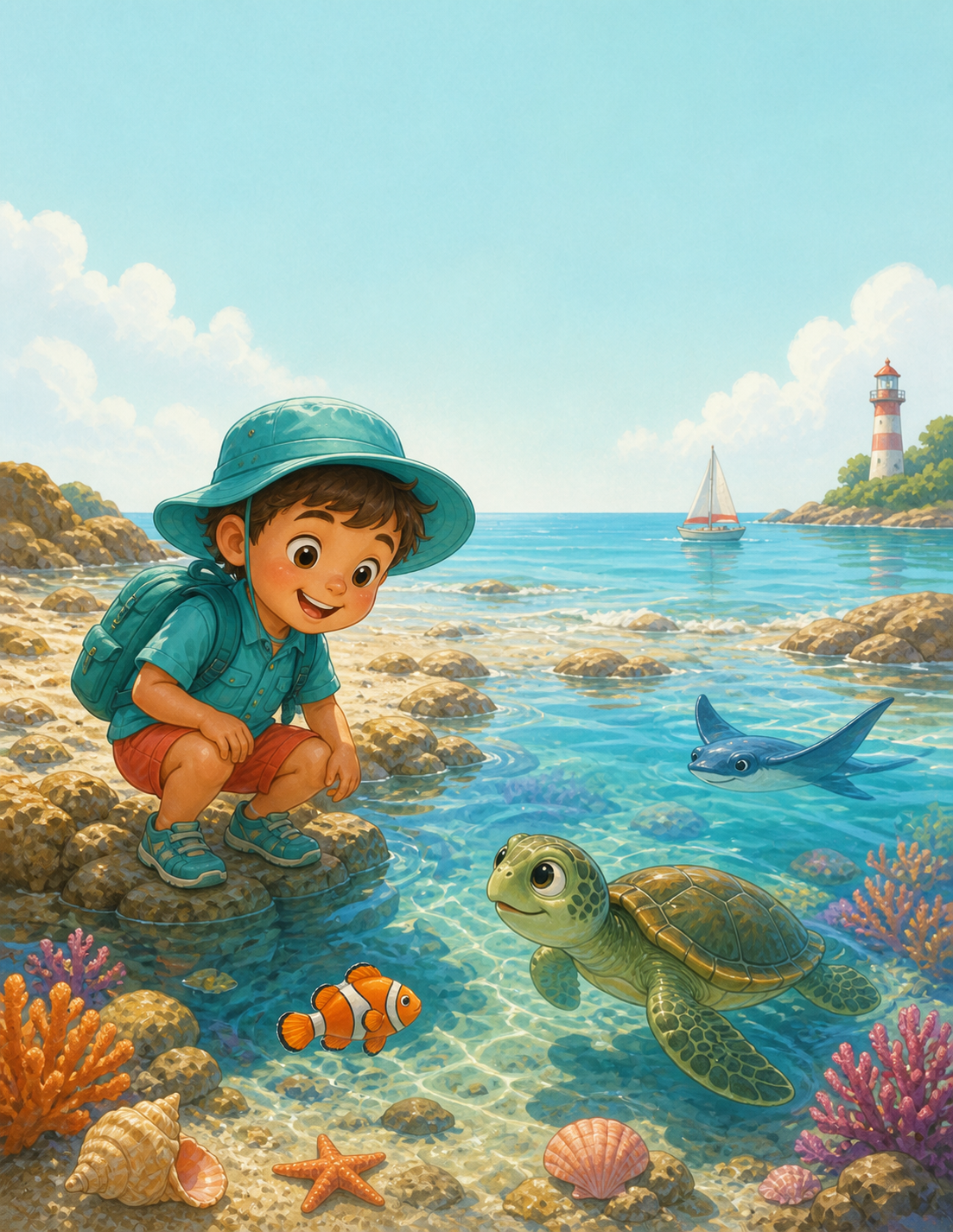 Illustrated Ocean Adventure cover scene from the activity book