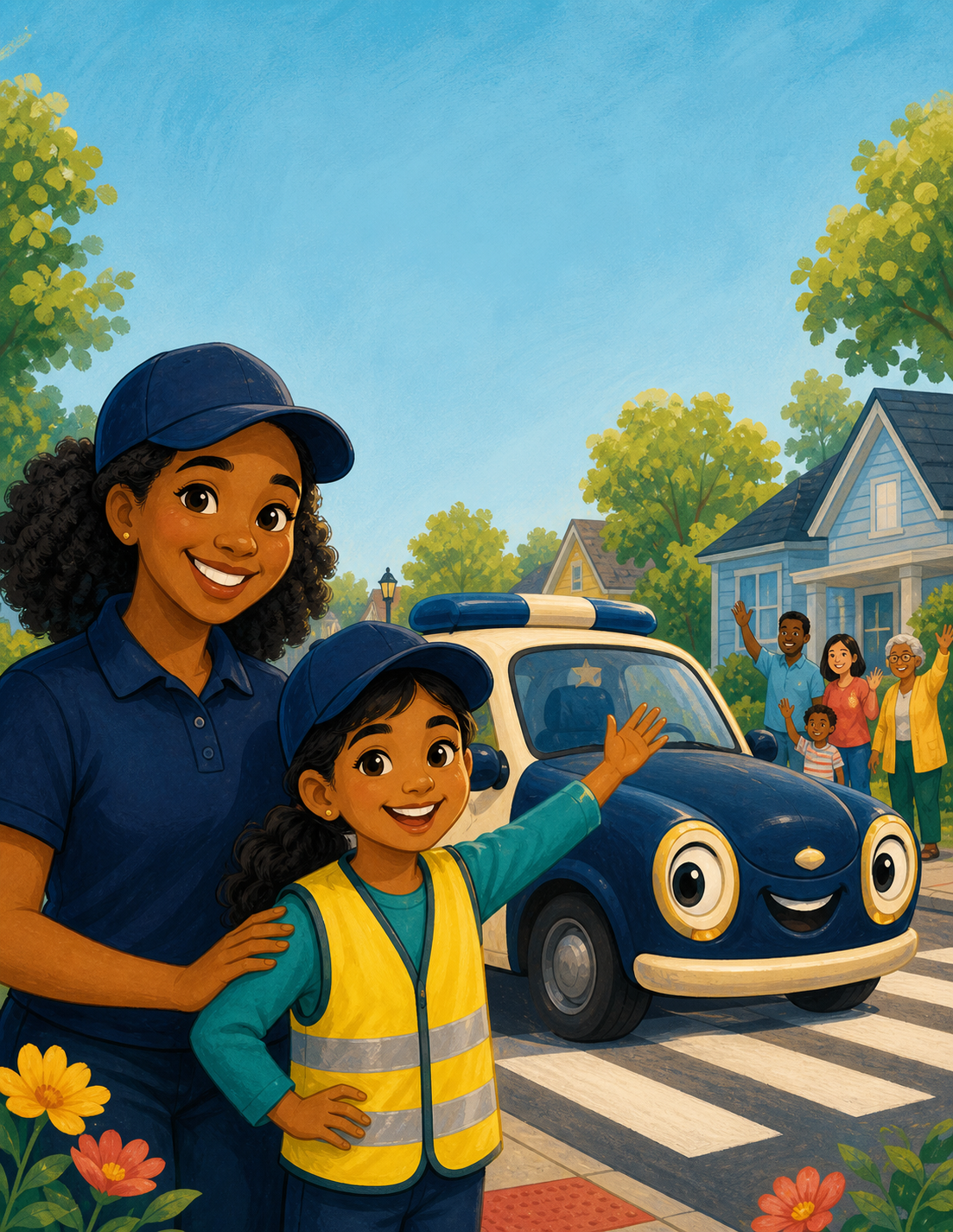 Illustrated Police Cars cover scene from the activity book