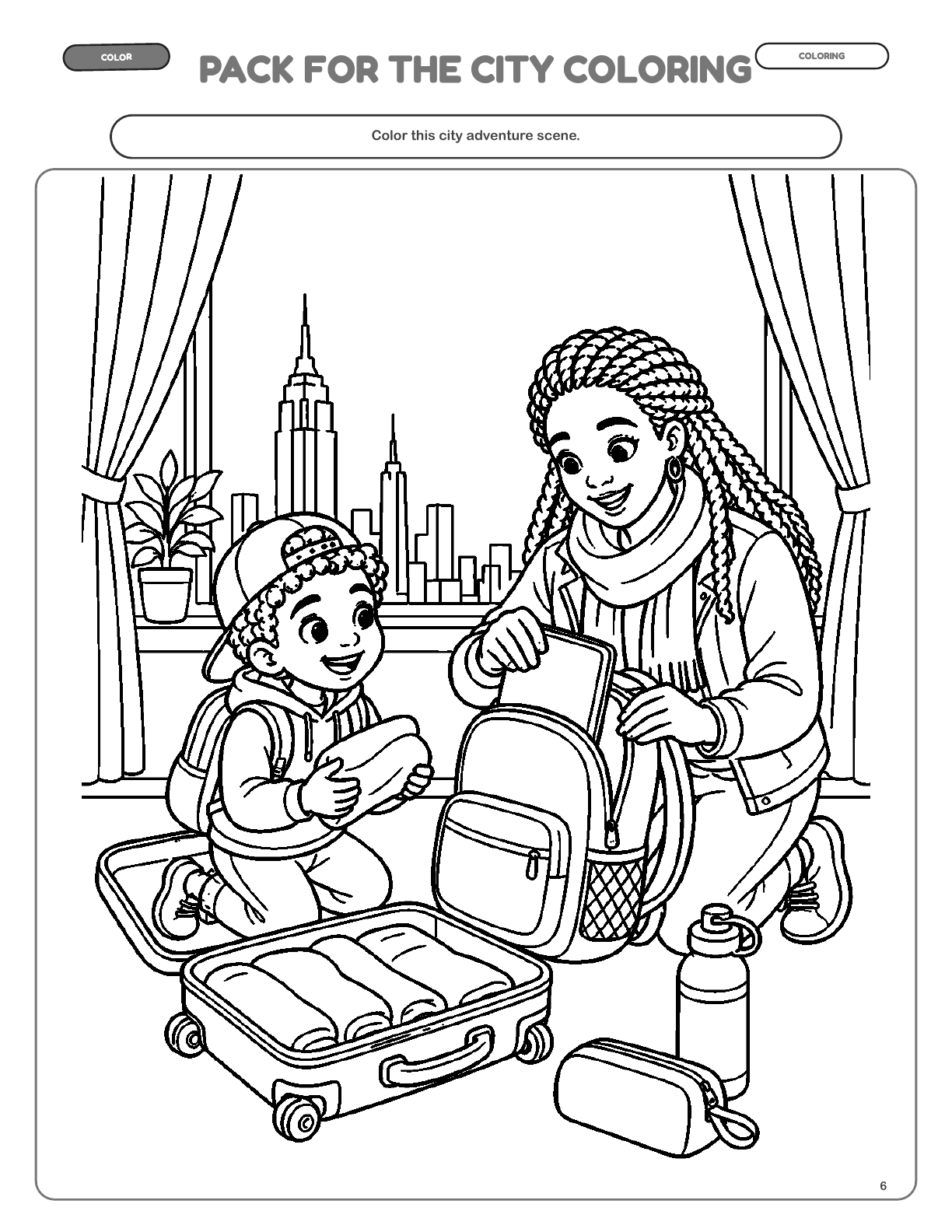 Pack for the City Coloring — actual page 6