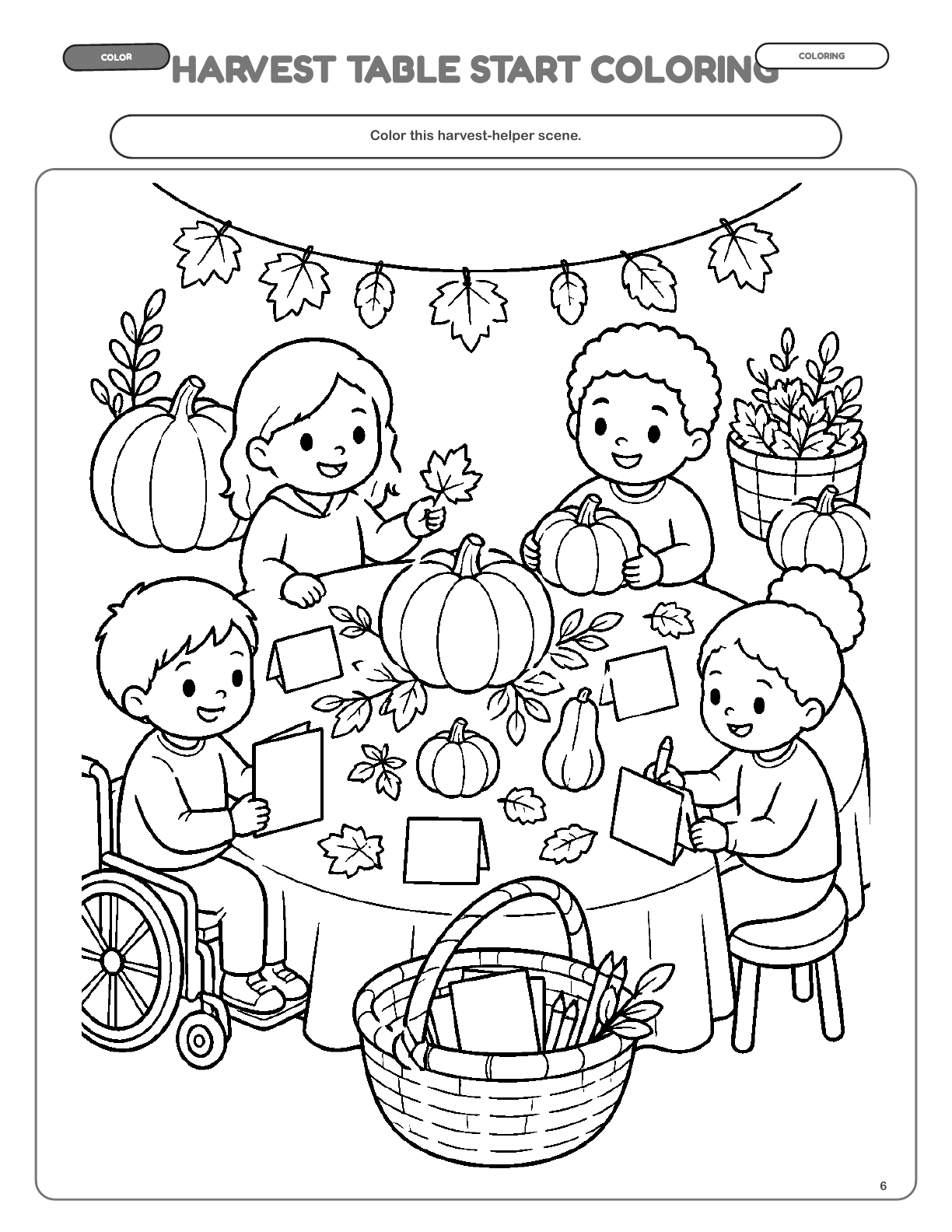 Harvest Table Start Coloring — actual page 6
